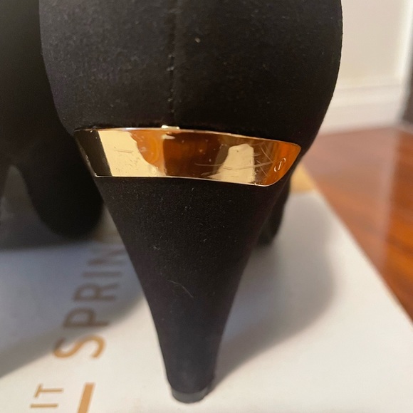 Call It Spring Black Suede Boot Heel - Picture 7 of 9